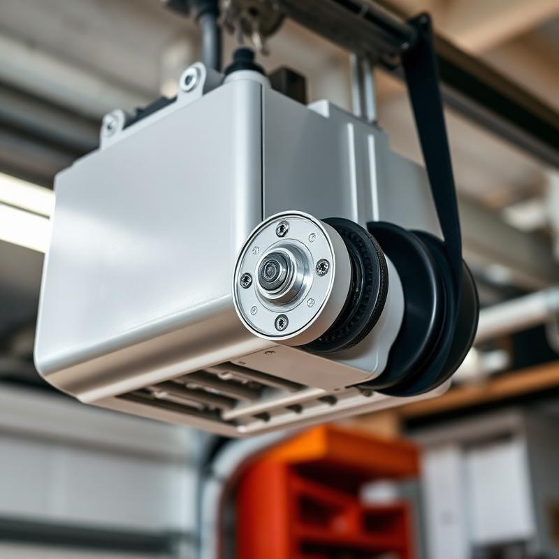 Belt drive garage door opener mechanism showing professional quality installation